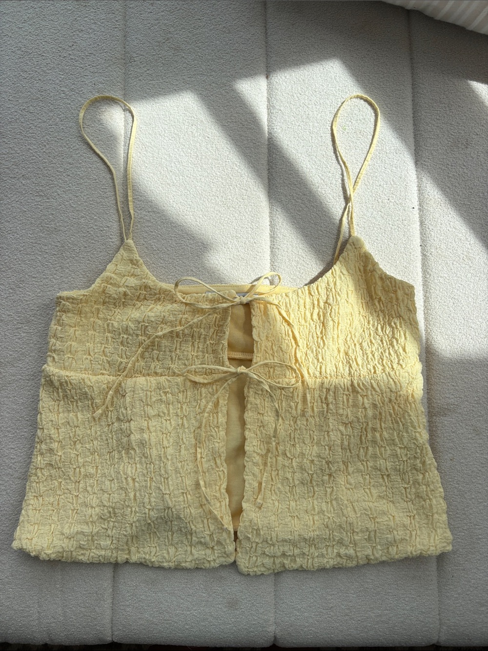Zara Pale Yellow Tie-Front Tank Top
